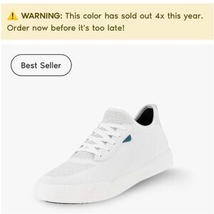 Vessi Weekend White Size 7 women's - 100% waterproof